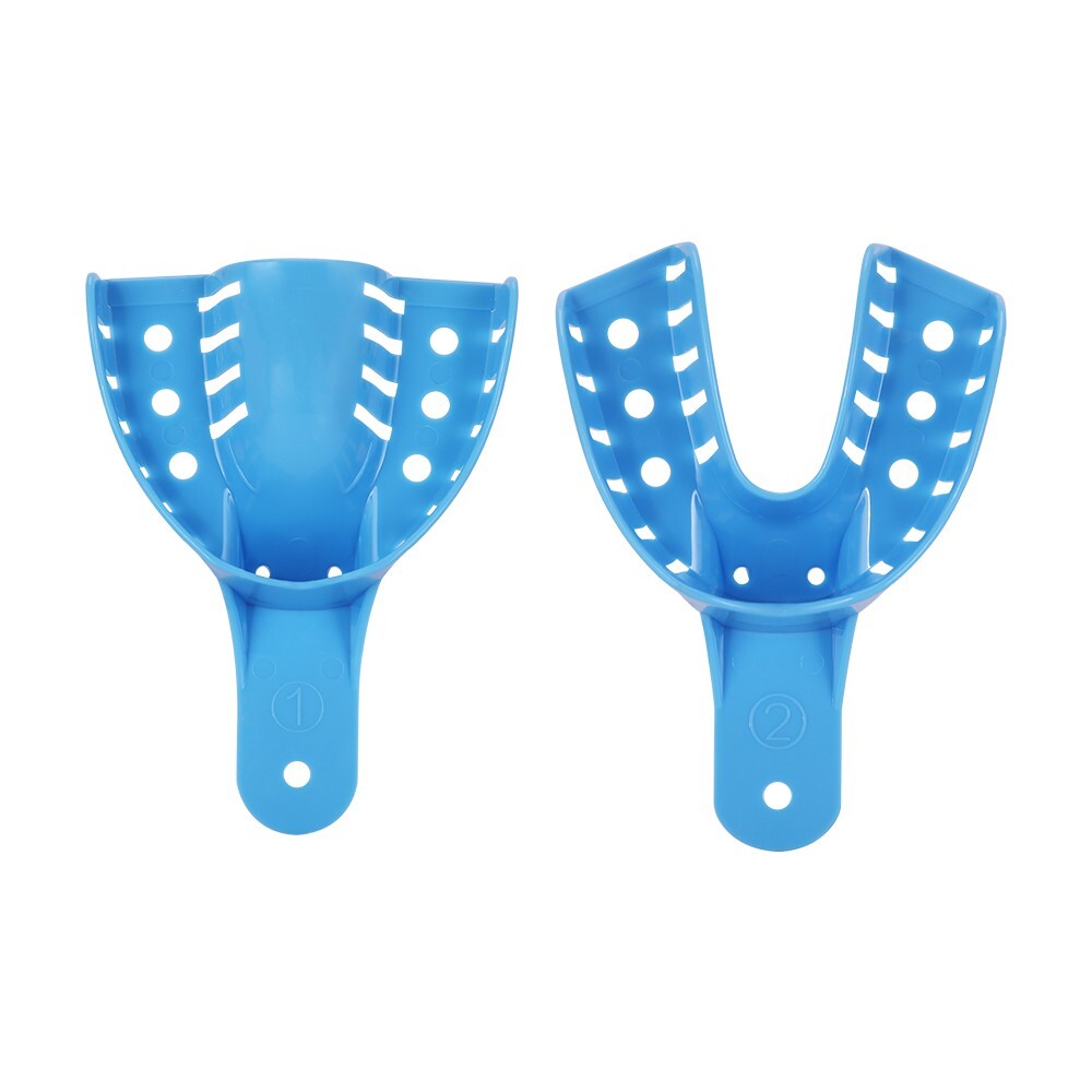 1 Set Blue Plastic Dental Autoclavable Impression Trays Material Upper Lower