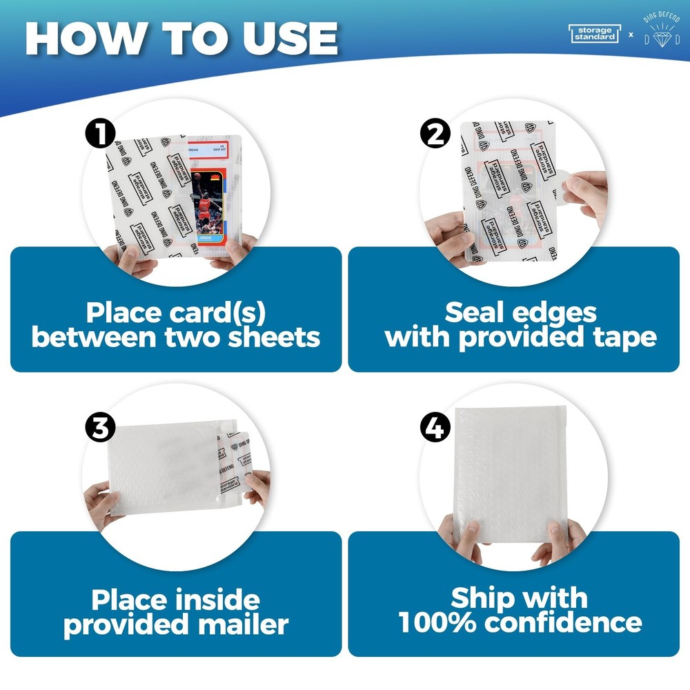 Ding Defend Card Shipping Kit Envelope Bubble Mailers - Includes 110 4’’ x 6’...