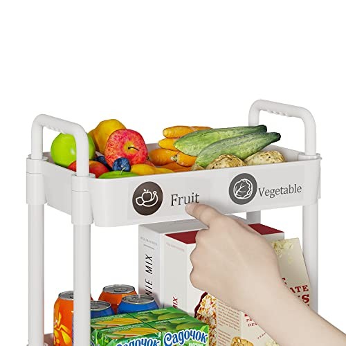Storage Carts,Multifunction Utility Rolling Cart Kitchen Storage 4-Tier White