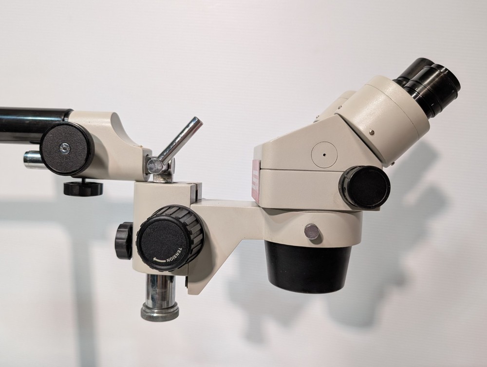 SPI Stereo Microscope with Adjustable Boom Stand and Base, Preowned, As Shown