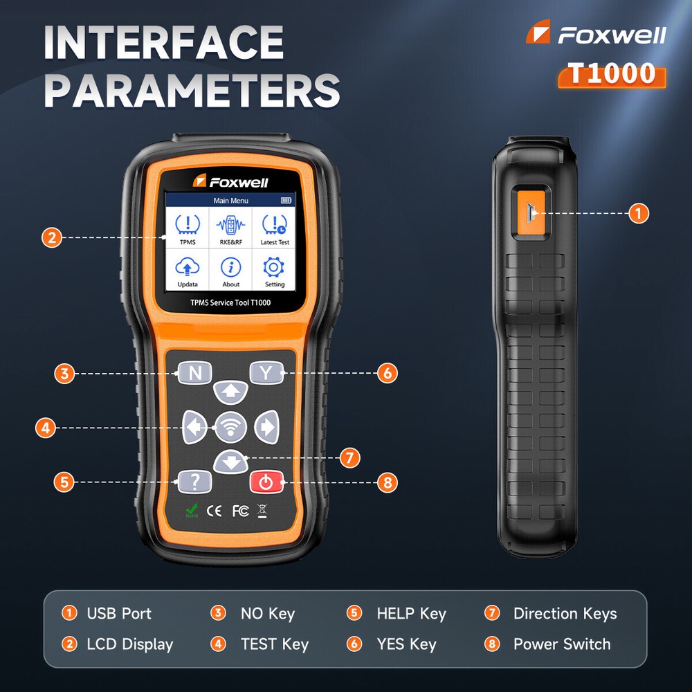 TPMS Reset Activation Tool Foxwell T1000 Universal Sensor Programming Diagnostic