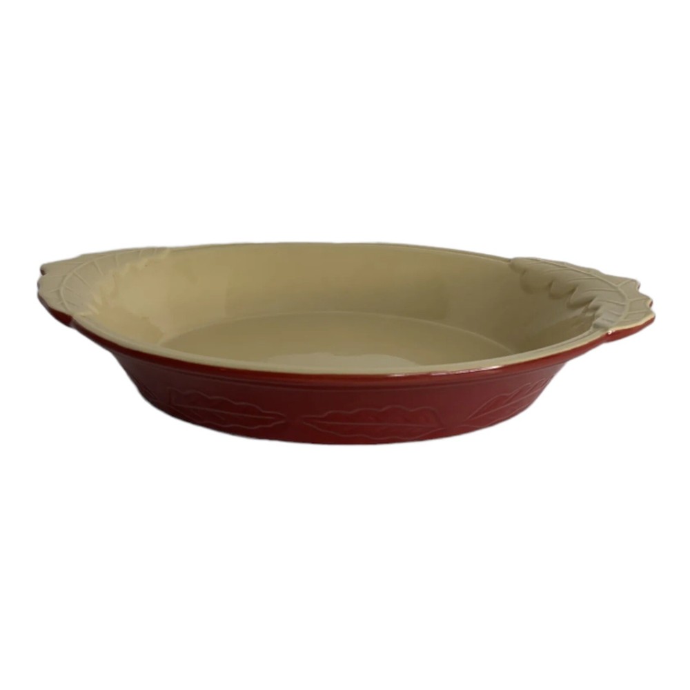 Nantucket 14" Oval Casserole Serving Dish with Handles Leaf Pattern Autumn Fall