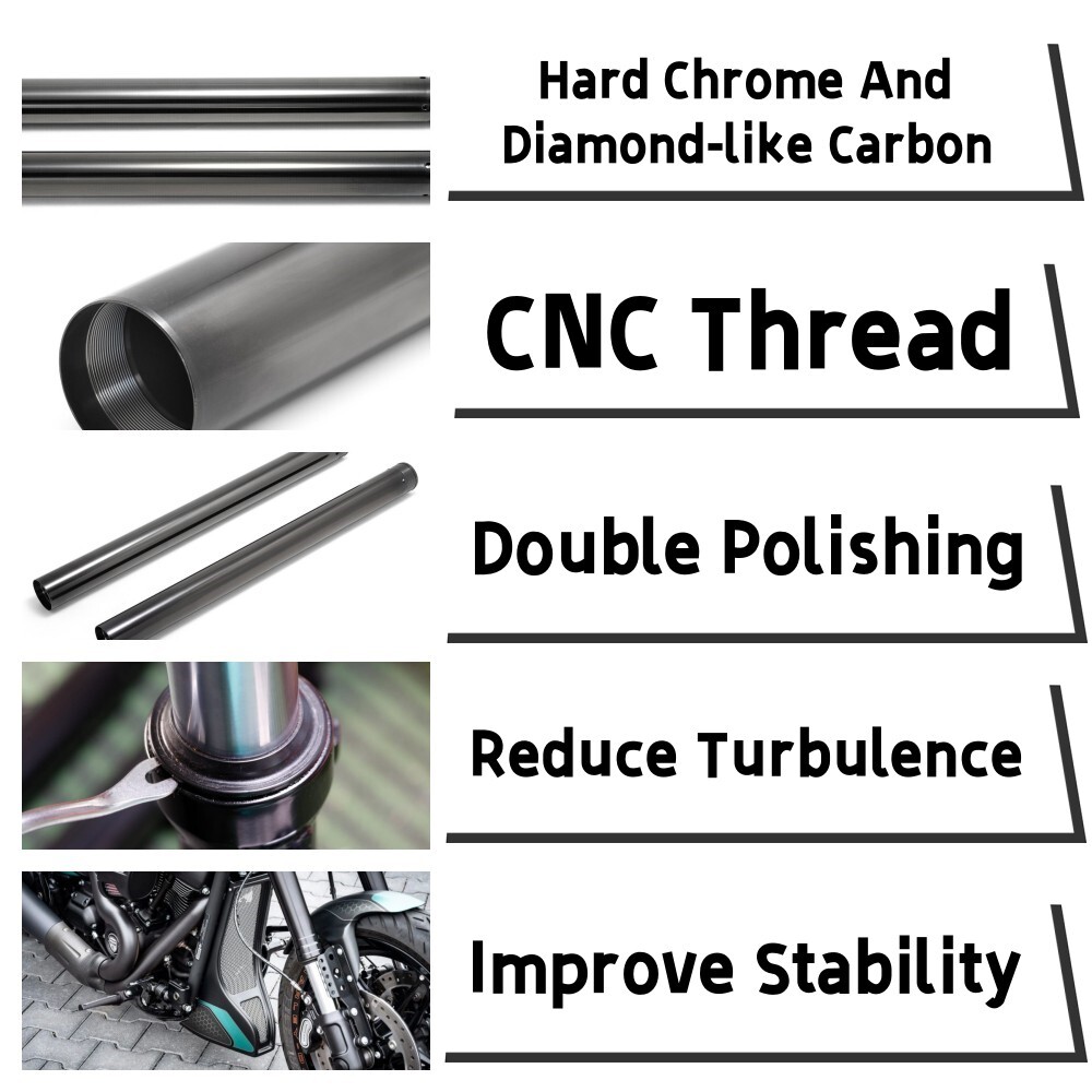 Chrome Black 49mm Fork Tubes 45500113 for Harley Touring 14-23 Street Road Glide