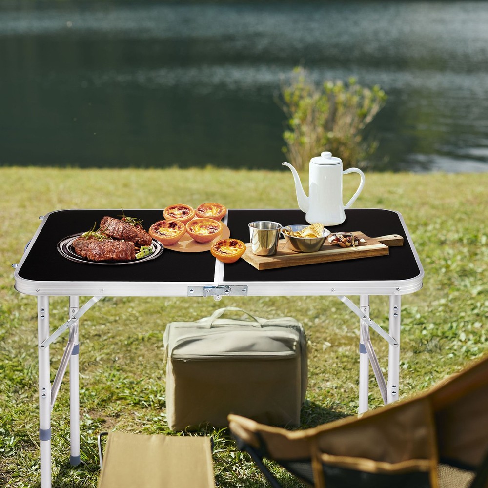 3ft Aluminum Alloy Folding Table Black