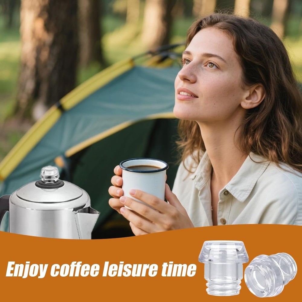 2 Sets Coffee Percolator Tops & Gaskets, Transparent Percolator Pot Replacements