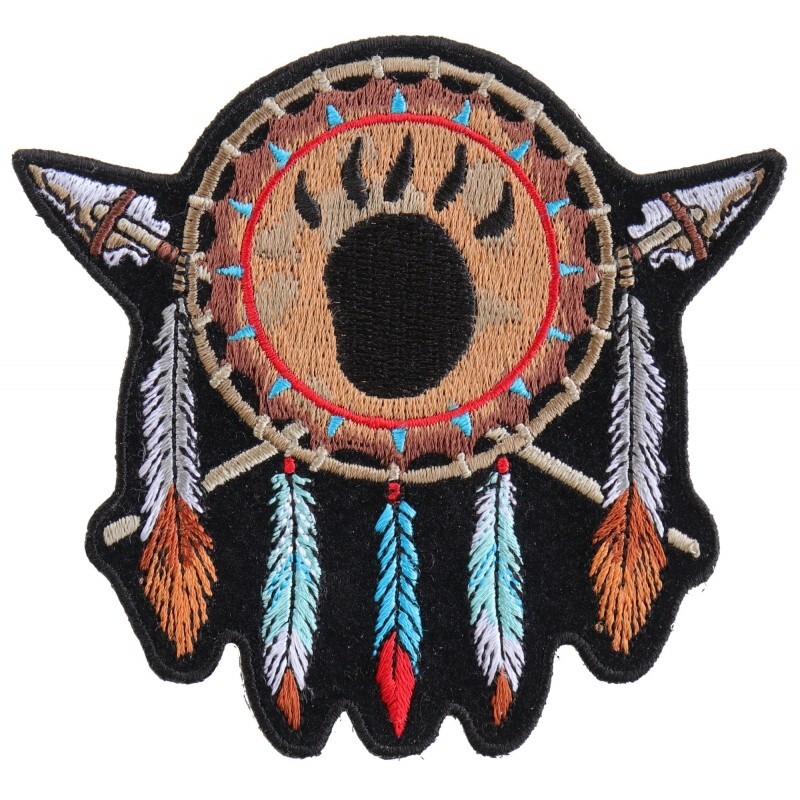 Large Bear Medicine Shield Dream Catcher Back Patch 9" x 9.6" Native