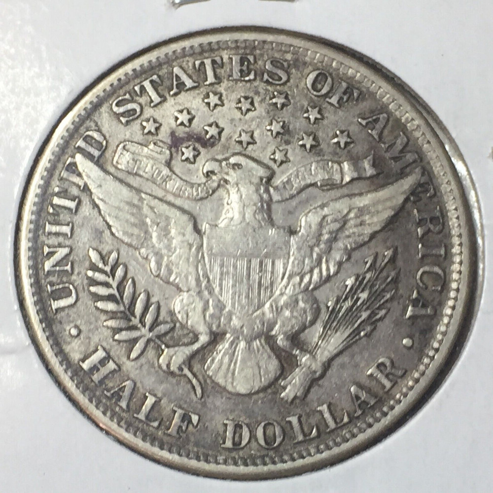 1908-P VF Sharp Reverse Barber Half Dollar Combined Shipping
