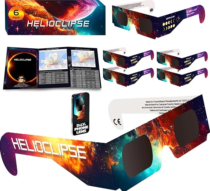 Solar Eclipse Glasses AAS Approved 6 Pack ISO Certified NASA Trusted Solar Viewi