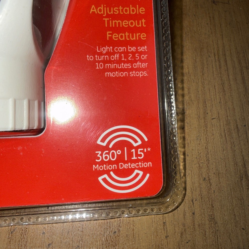 GE Automatic Motion Sensing Light Control Adapter 360 Degree 15 Foot Range Ied