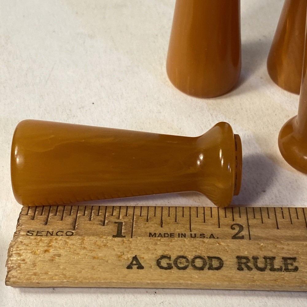 Vintage Bakelite Handle or Knobs 2” Six Pieces Marbled Butterscotch