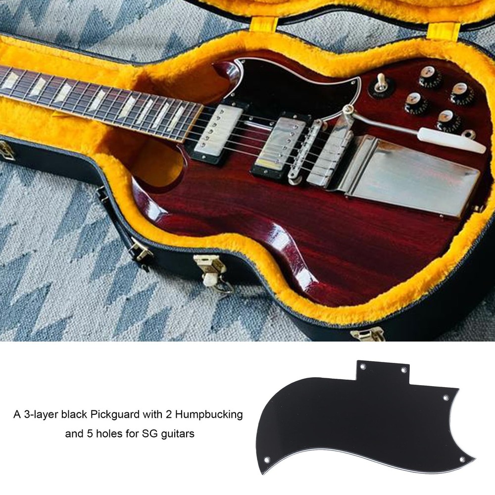 logyues Guitar Pickguard Three-layer Black Plastic Pickguard Replacement for ...