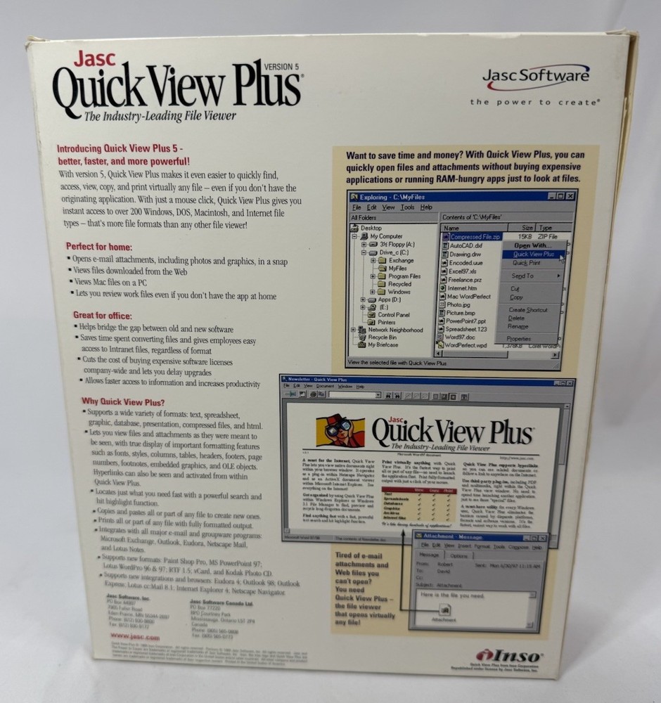 Quick View Plus 6 Software Jasc PC 2000 BIG BOX 1999