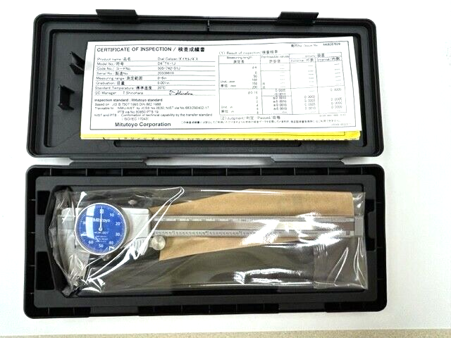 6" .001" GRAD. BLUE FACE DIAL CALIPER W/CASE MITUOTYO - 505-742-51J JAPAN NEW