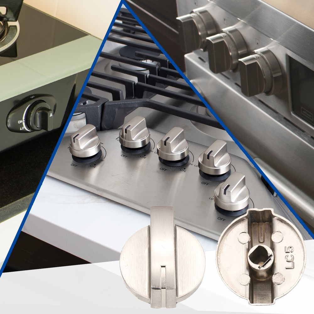 5Pcs Stove Replacement Knobs, 8mm Cooker Replacement Knobs, Champagne Gold