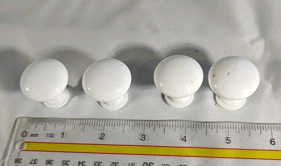 Drawer Pull's: Drawer Knob's Mushroom Shape Metal Knobs Painted White qty 5