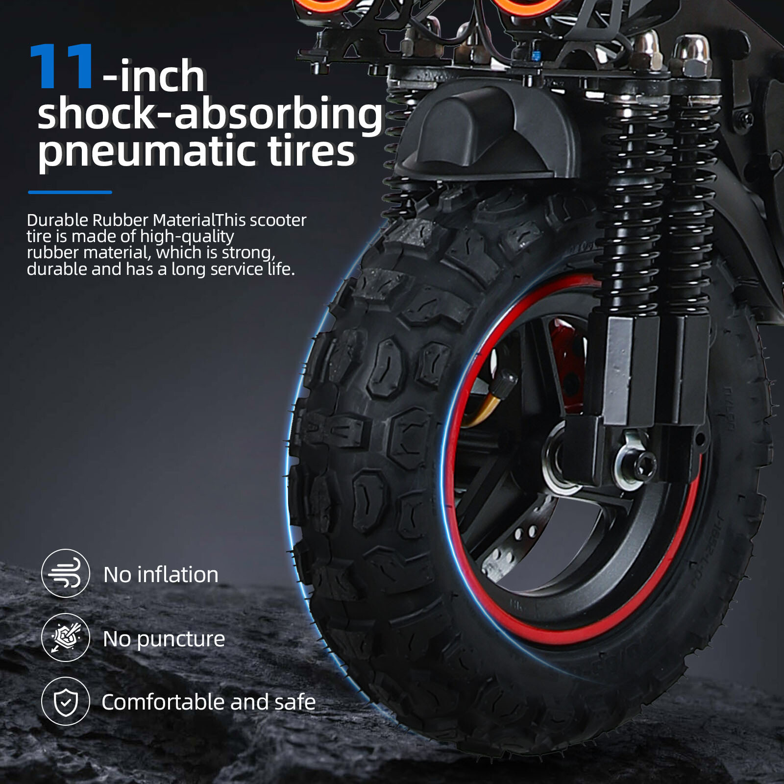 48v 1200W Electric Scooter For Adult 11"Off Road Fat Tires Fast Speed USA MAX x6