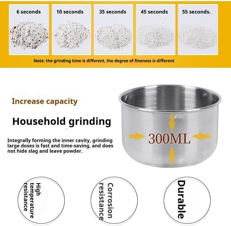 300g Grain Mill Grinder Stainless Steel | High Speed Spice & Flour Mill Kitchen