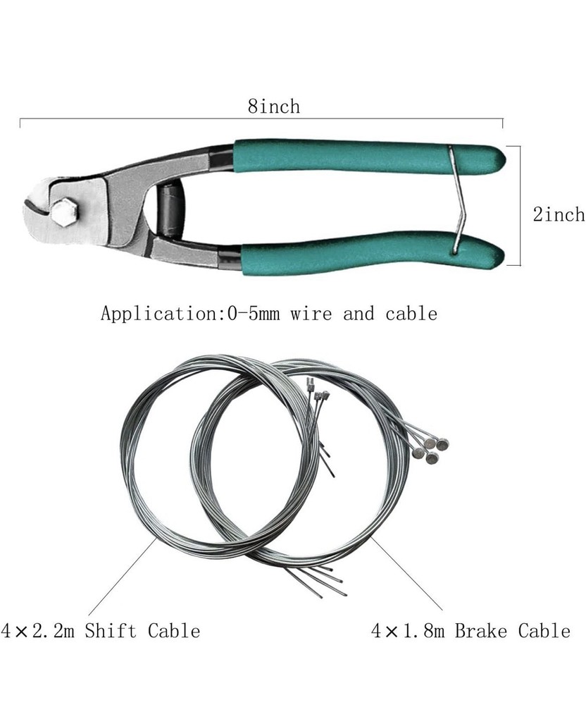 Bicycle Cable Cutter, Universal 4×5.9FT Brake Cable, 4×7.2FT Shift Cable Replace