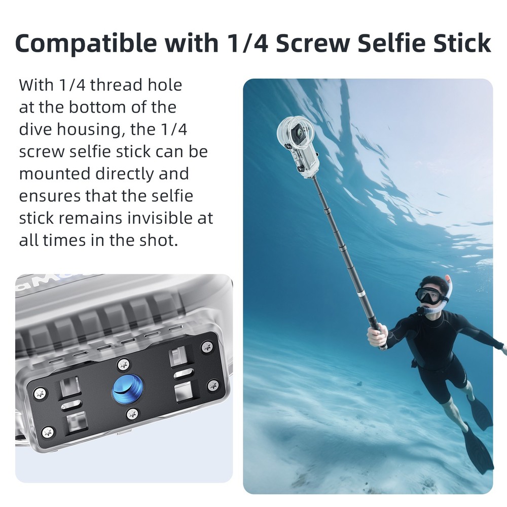 Quick Release Mount Invisible Diving Shell For Insta360 X5 60M Waterproof Case