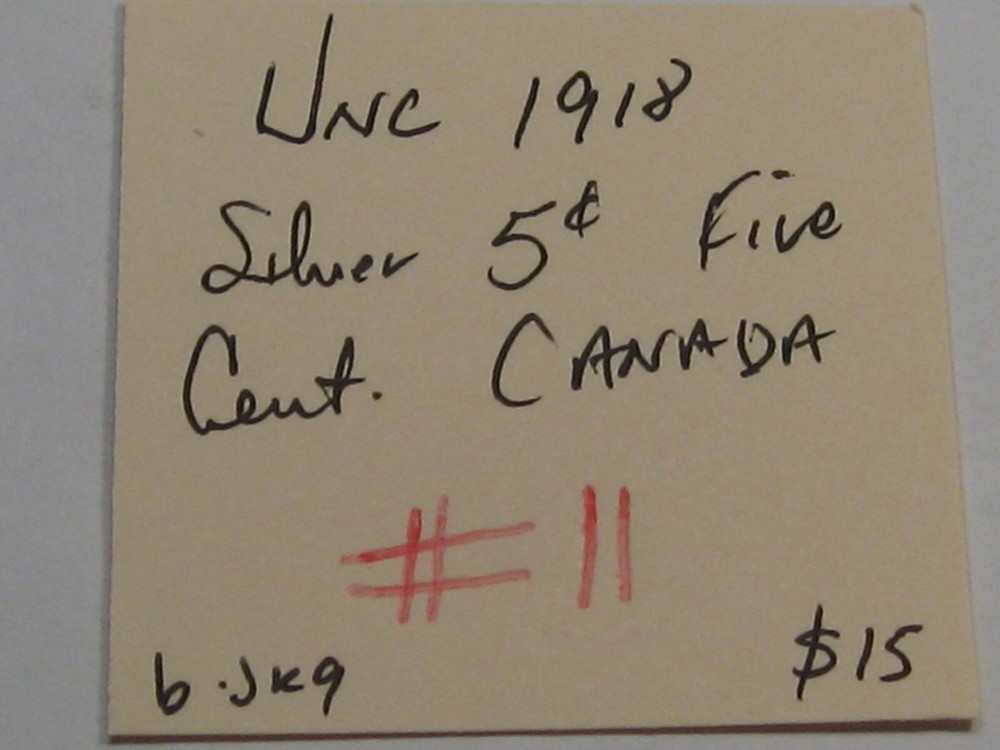 UNC 1918 Silver 5¢ Five Cent CANADA. #11