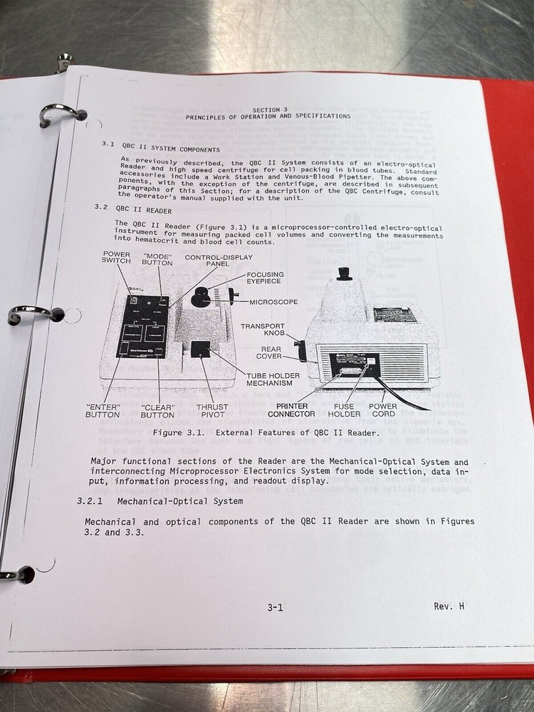 Becton Dikinson QBC2 Centrifugal Hematology System - Users Manual / Instructions