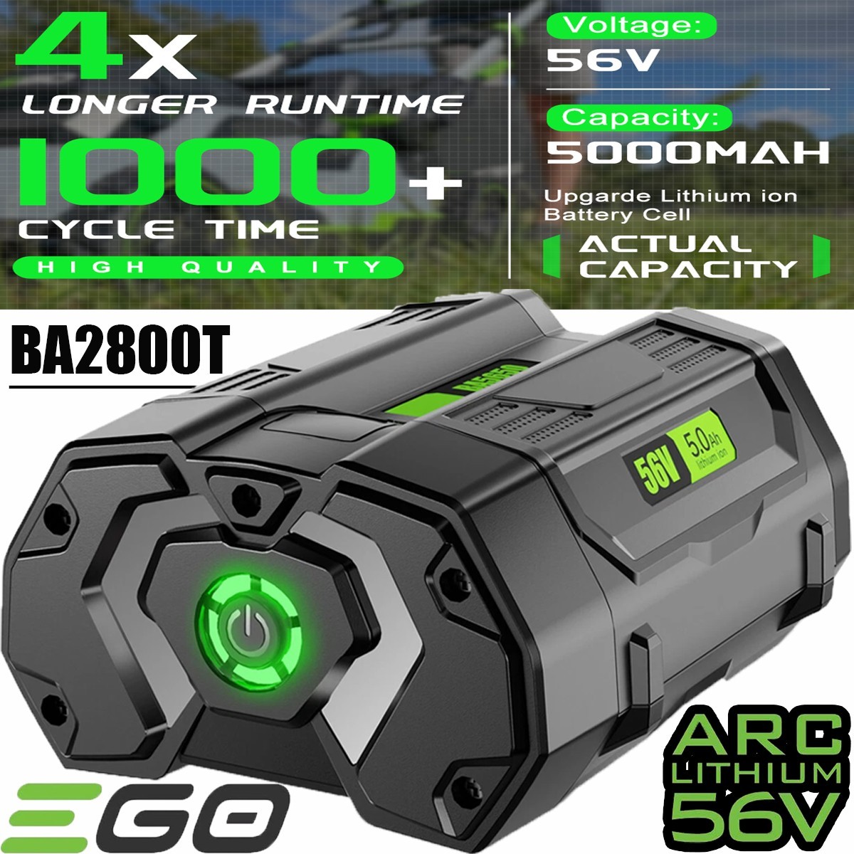 For Genuine EGO POWER+ BA2800T 56V 5.0 AH Battery w/ Fuel Gauge 56 Volt Power+