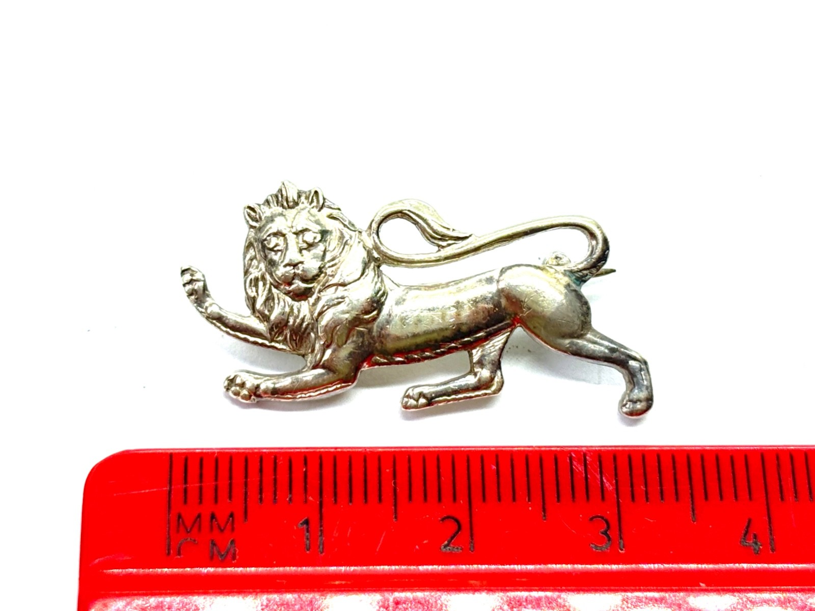 Small Antique FIRMIN Silver Rampant Lion Brooch