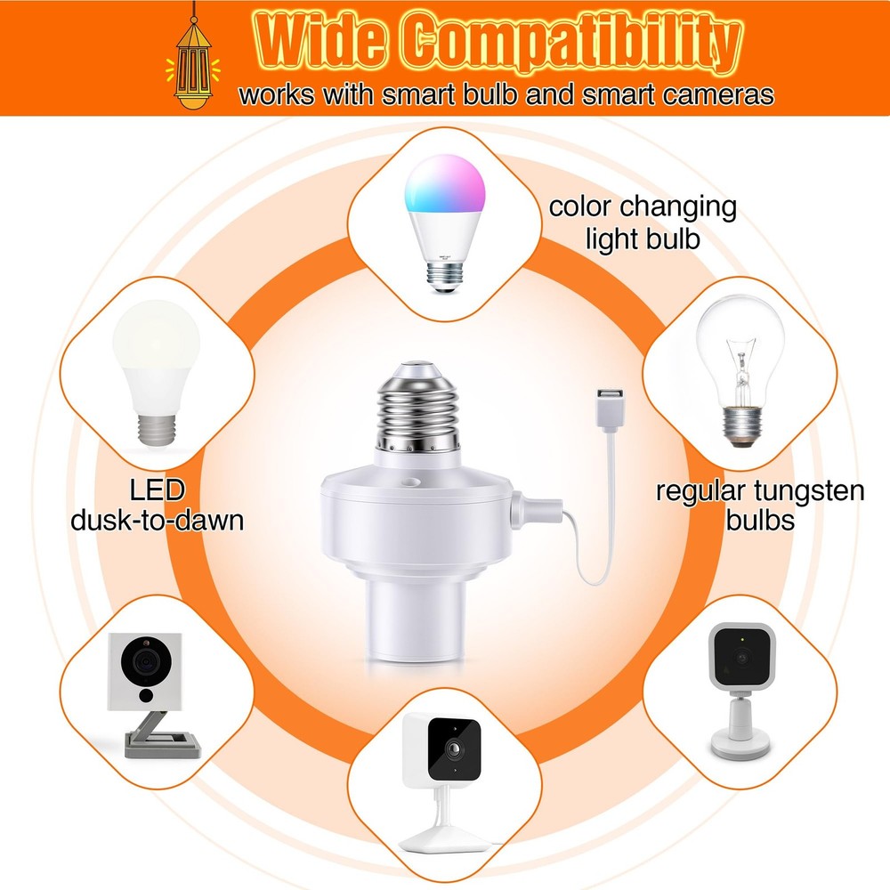 1 Pack E26 Light USB Socket Adapter, Lamp Socket Power Adapter 5V 1.5A, Light...