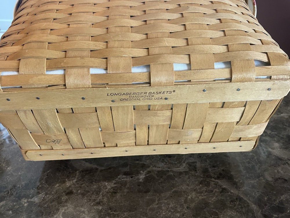 Longaberger Large Desktop 2002 Basket & Botanical Fields Liner & Protector