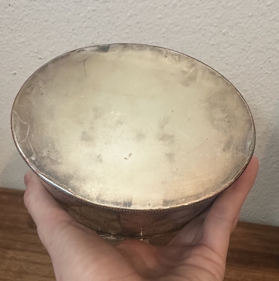 Antique English Silverplate Tea Box Caddy w Lock - Engraved Floral Swag Motif