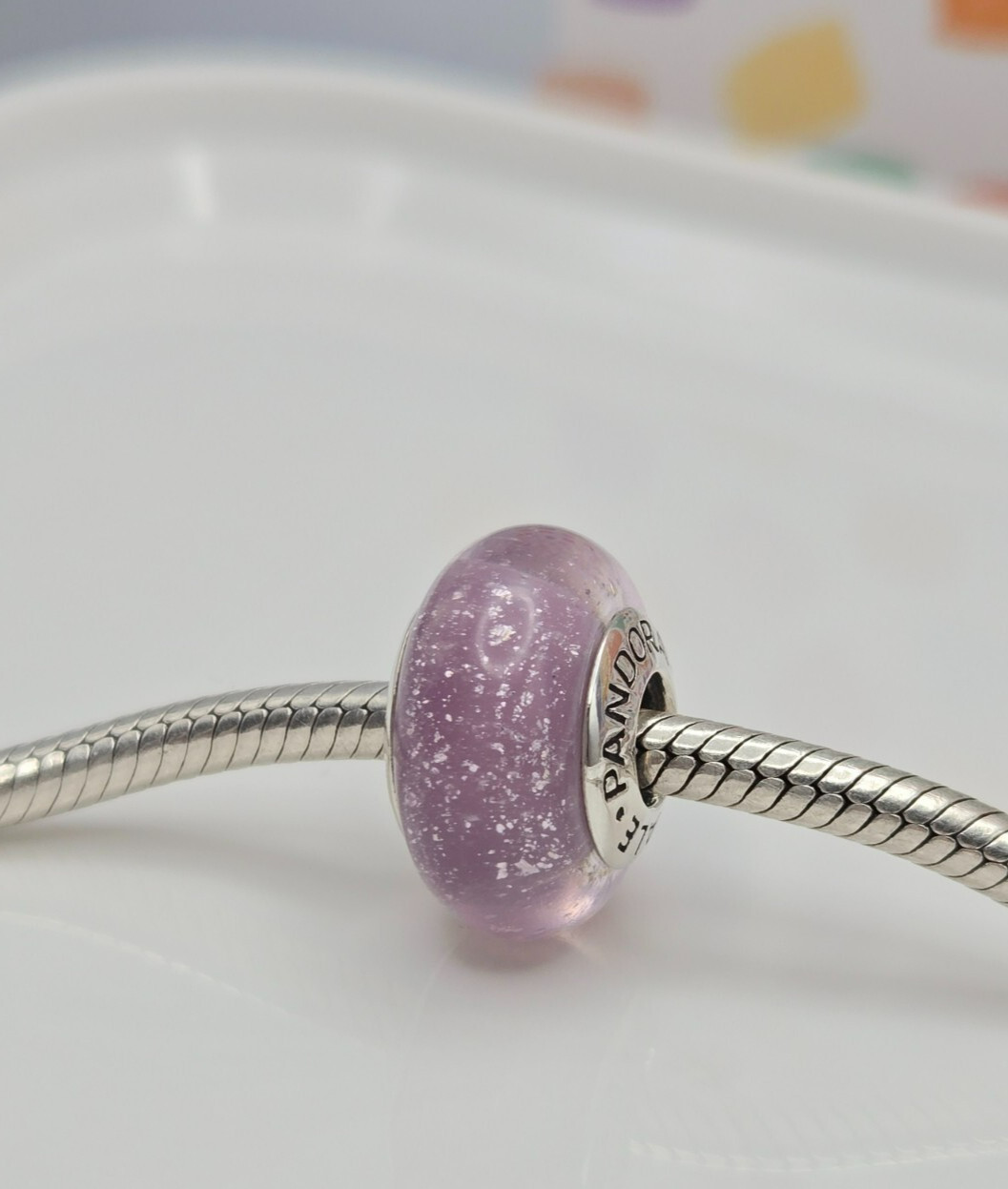 Authentic Pandora Disney Rapunzel's Signature Color Murano Glass purple Charm