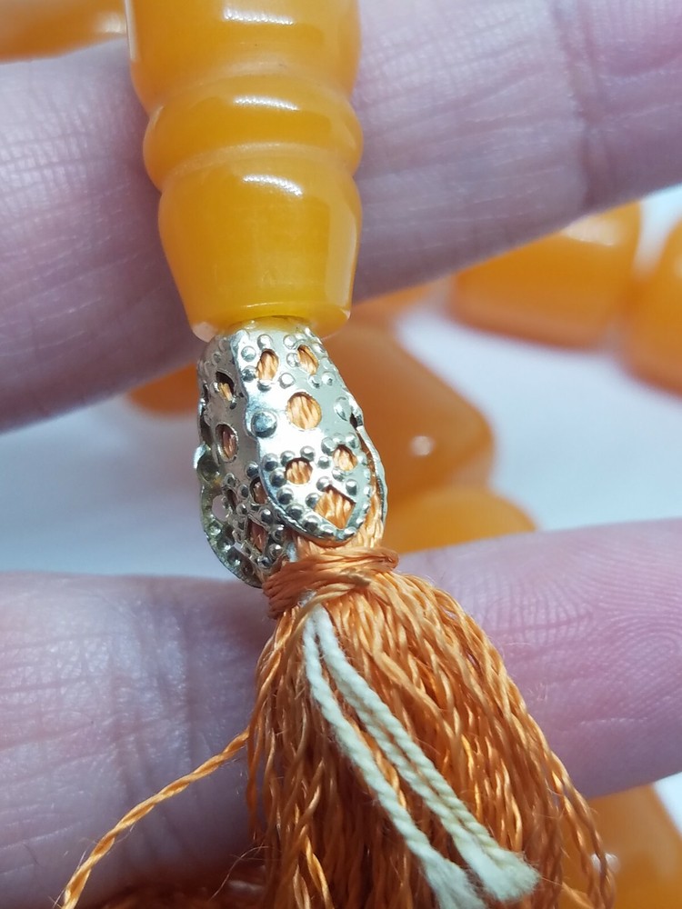 Vintage Egg Yolk Lucite Plastic Praying Beads Tassel