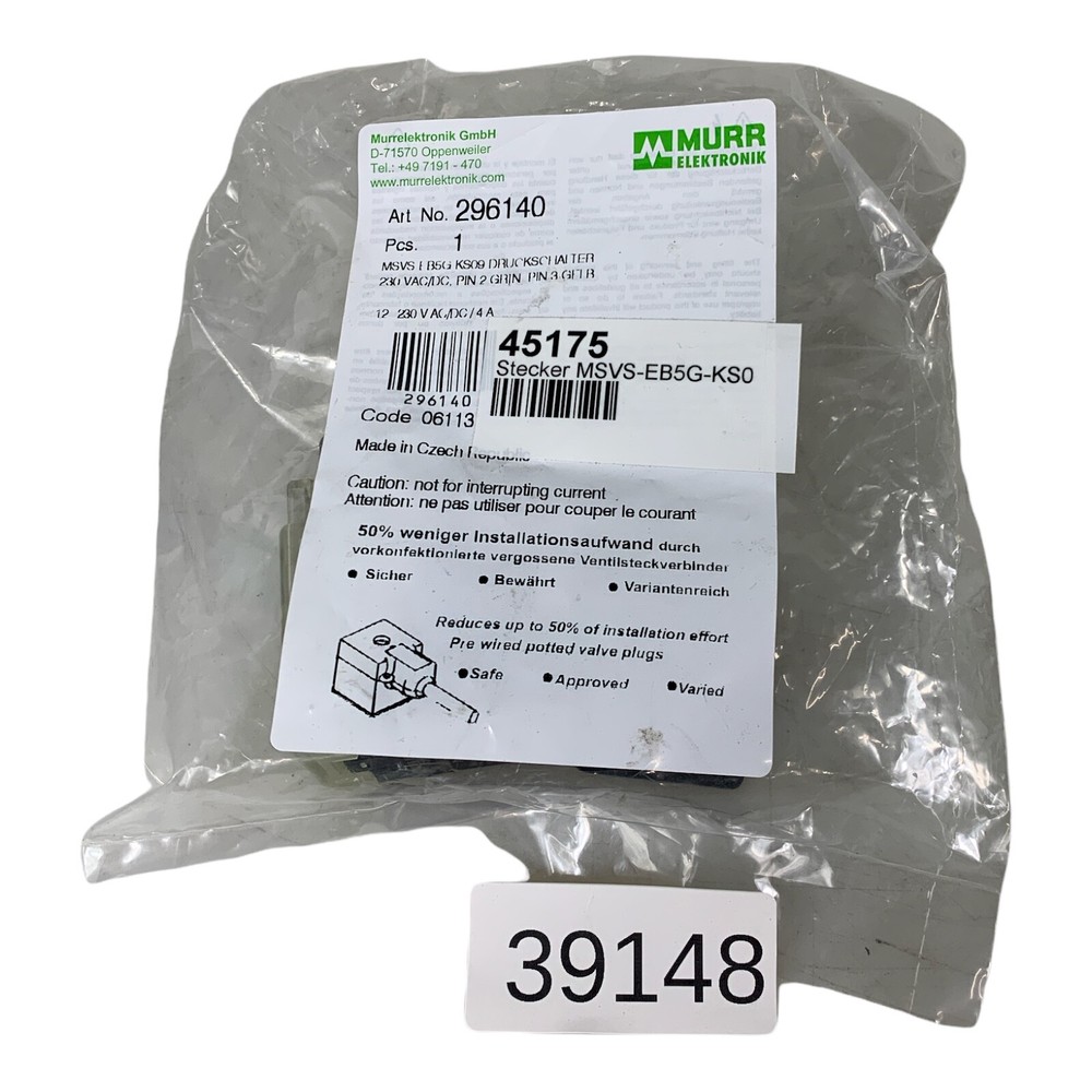 MURR ELECTRONICS 296140 MSVS-EB5G-KS0 CONNECTOR