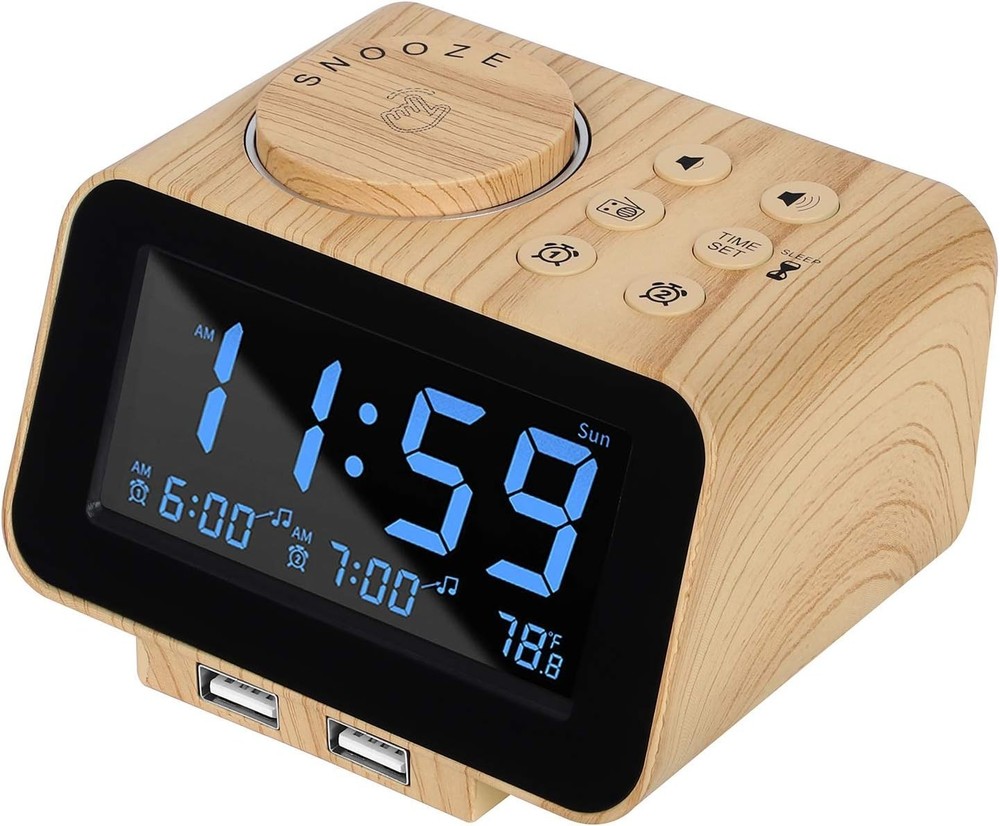 Transform Your Mornings: Stylish Alarm Clock with Thermometer & Sleep Timer