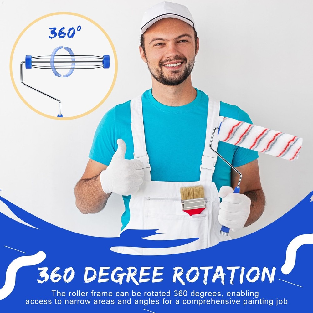 48 Pack 9 Inch Paint Roller Frame 5 Wire Galvanized Roller Handle Brush House...