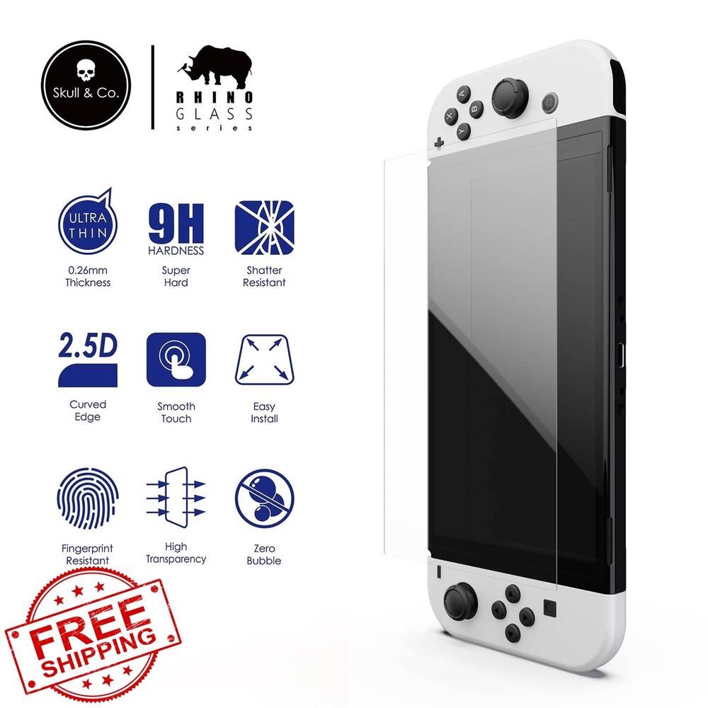 Skull and Co. Switch OLED Tempered Glass Screen Protector 2 Pack