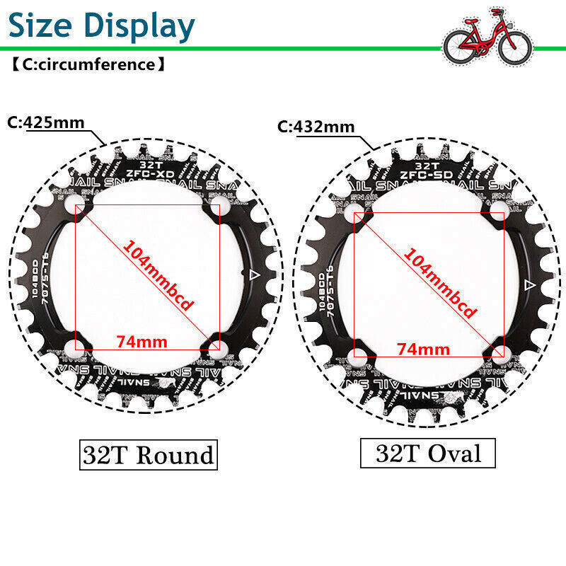 BUCKLOS 104BCD Crank 170mm Crankset 32-38t MTB Bike Narrow Wide Single Chainring
