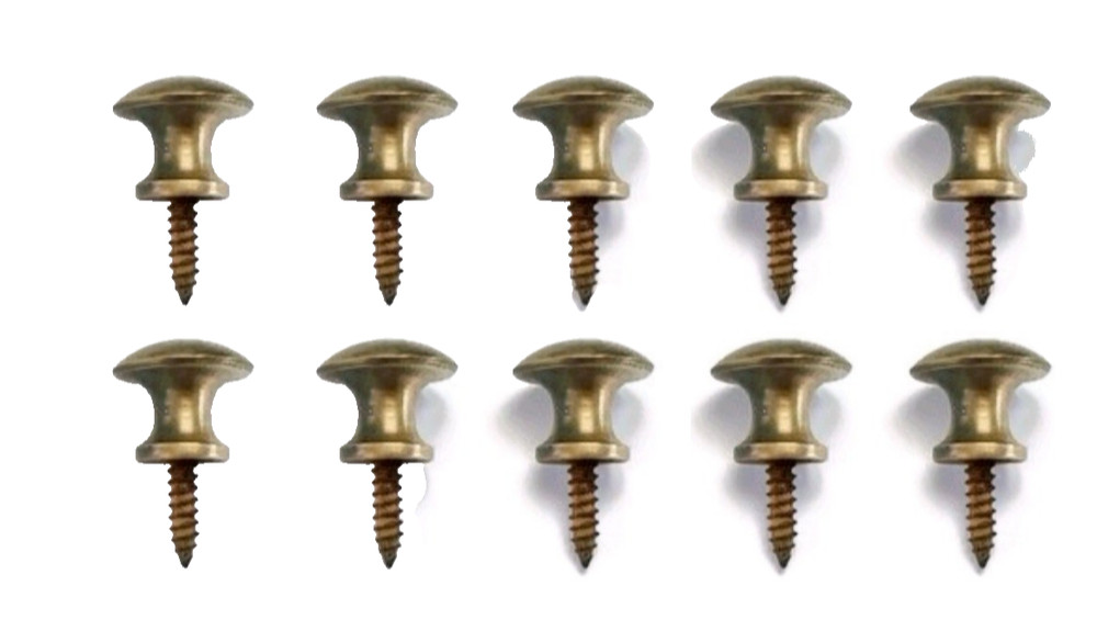 10 solid BRASS 1/2" inch heavy small knobs screw fix kitchen cabinets 15mm