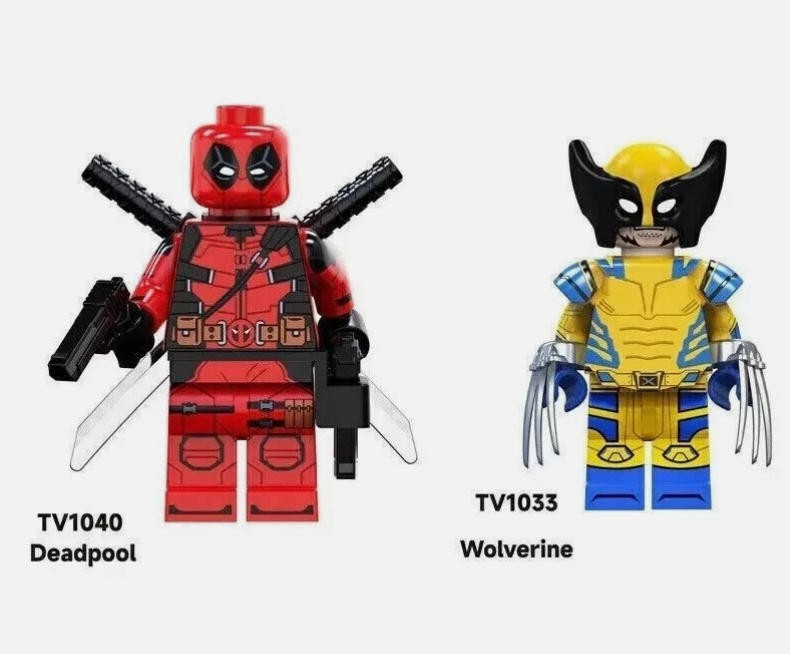 Doll Custom block toy 2PCS Minifigure Deadpool Wolverine Building