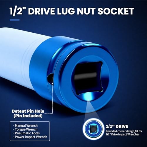 1/2" Drive Wheel Lug Nut Impact Socket,Color-Coded Non-Marring Deep Thin 17mm
