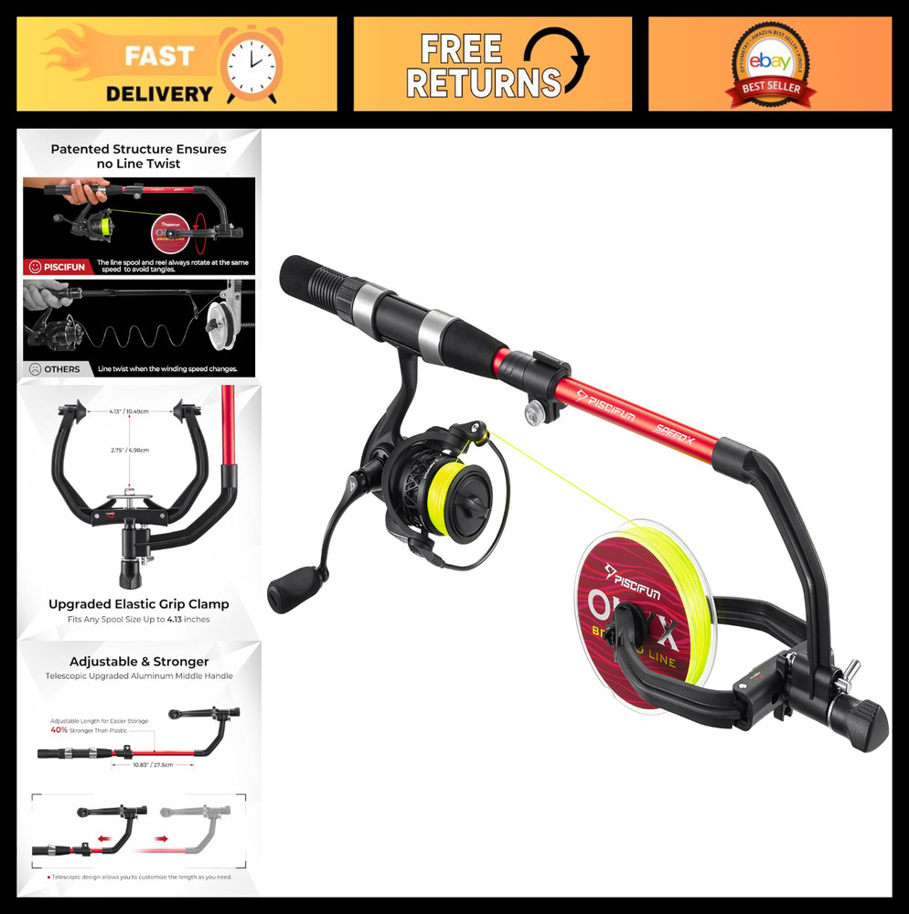 Fishing Line Spool with Unwinding Function, No Twist Design, Adjustable Handle f