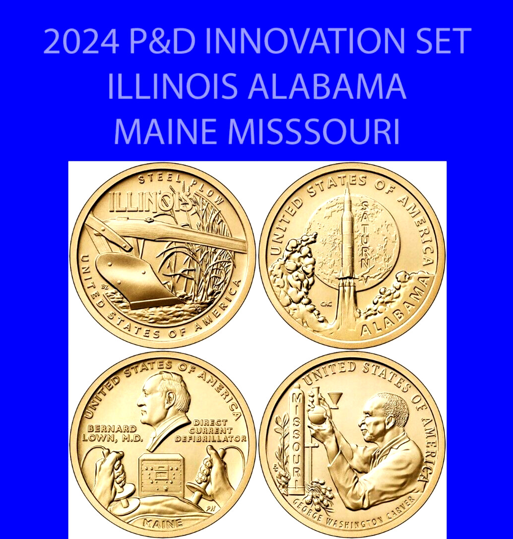 2024 P&D American Innovation Illinois, Alabama, Maine, Missouri  (8)coin Set