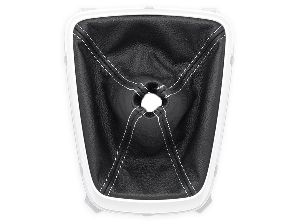 FOR FORD S-MAX 2014-2021 GEAR SHIFT BOOT GAITER LEATHER STITCHING WHITE