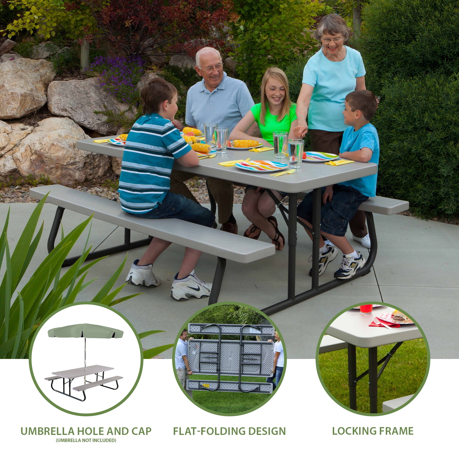 Lifetime 6 foot Outdoor High-Density Polyethylene Folding Picnic Table