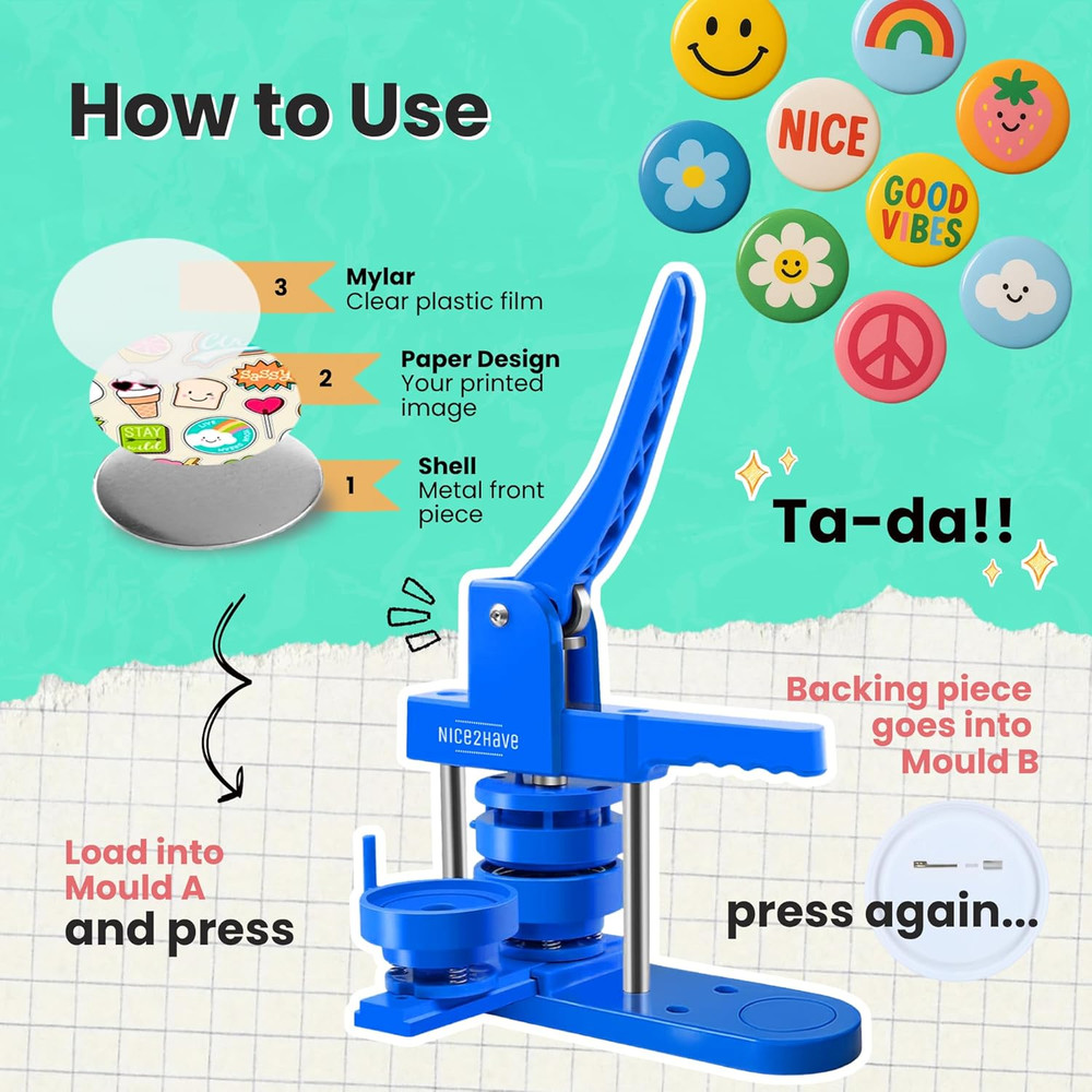Ultimate Button Maker Kit with 500 Buttons, Magnets, Openers & Keychains