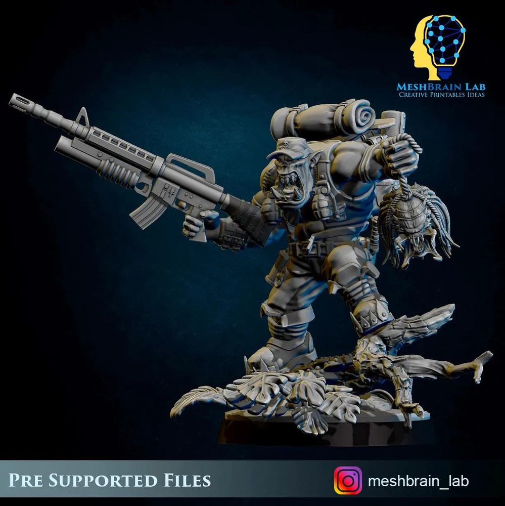 3D Printed Ork Commando Boss by Meshbrain Labs