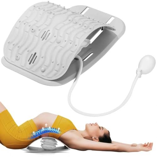 Ergonomic Lumbar Support Board, Lower Back Stretcher Adjustable Air Gray