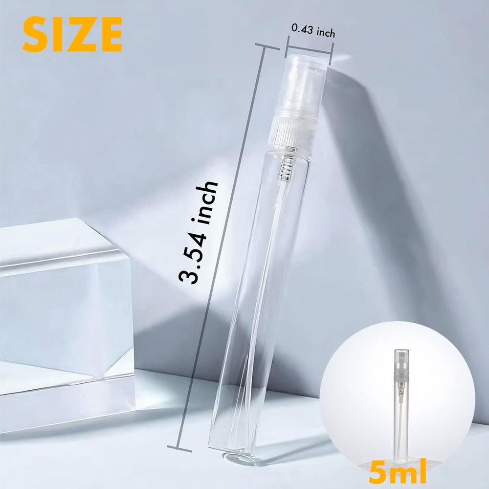 10 Pack 5ml Mini Perfume Sample Bottles - Clear Plastic Refillable Travel Spray,