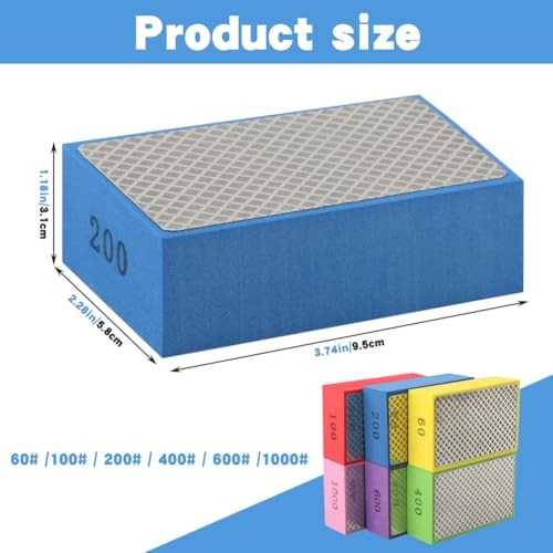 6 Pack Diamond Polishing Pads, Sanding Blocks, Tile Tools Foam Backing Diamond
