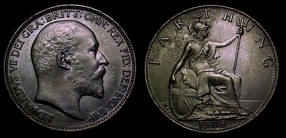 GREAT BRITAIN 1908 Farthing UNC